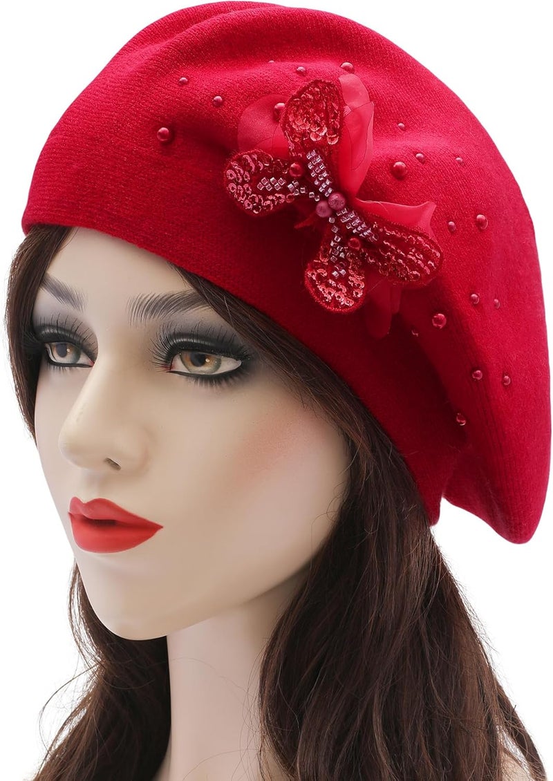 ZLYC Womens French Beret hat, Reversible Solid Color Mosaic Warm Beret Cap for Girls - Image 2
